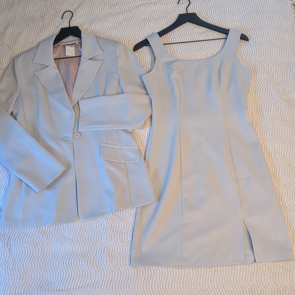 Vintage Maurice's Elegant Light Blue Blazer and Dress Set Size 7 S/M